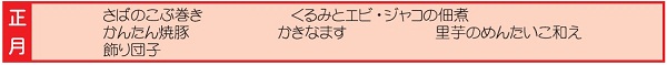 ふれあい(正月)のメニュー