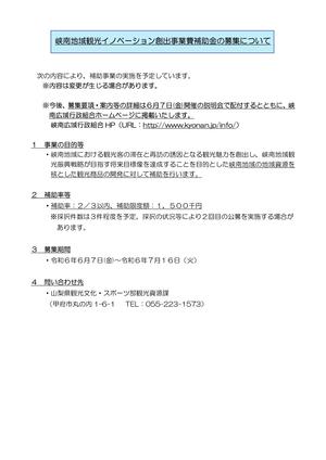 峡南地域観光イノベーション創出事業費補助金